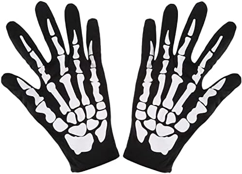 Amazon.com: Black Skeleton Glow-In-The-Dark Fingerless Gloves - 1