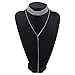MayFee Women Luxury Rhinestone Choker Necklaces Jewelry Double Layer Long Body Chain Pendant