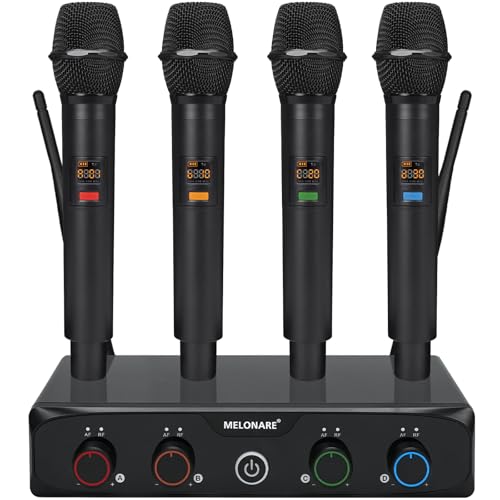 MELONARE Kompaktes 4-Kanal UHF-Funkmikrofonsystem MWM-41-4H