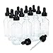 (Pack of 12) 2 oz. Clear Boston Round with Black Glass Dropper