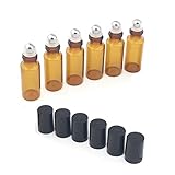 SUNREEK5ml Amber Glass Roller Bottles--Set of 15 with With Metal Ball for Essential Oil,Aromatherapy,Perfumes and Lip Balms