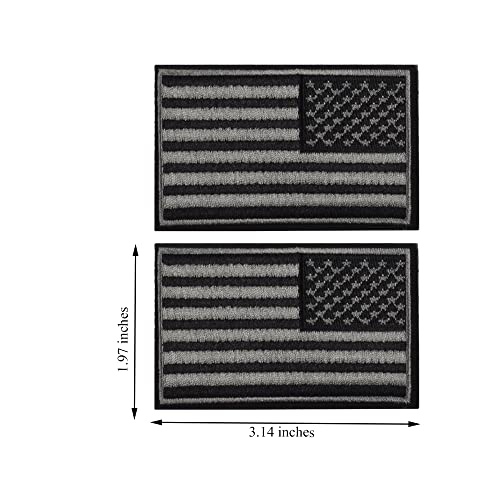 2 Pieces Tactical USA Flag Patch - Black & Gray American Flag US United States of America Military Uniform Emblem Patches-Style 1