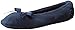 Isotoner Women's Terry Ballerina Slipper with Bow for Indoor/Outdoor Comfort, Navy, Large / 8-9 Regular US