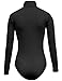 BEKDO Womens Basic Solid Turtleneck Long Sleeve Bodysuit with Stretch-M-BLACK