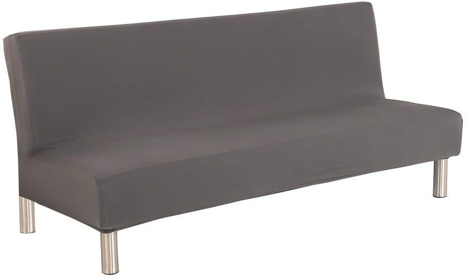 Cornasee Stretch Futon Cover Full Size,Fully Folding Armless Sofa Bed & Couch Protector,Machine Washable (Grey)