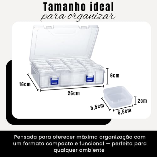 Caixa Organizadora com 24 Mini Organizadores Transparente com Tampa - Mini Recipientes de Armazenamento Joias Bijuterias Miçangas Parafusos Artesanato Costura Acessórios - Shop100