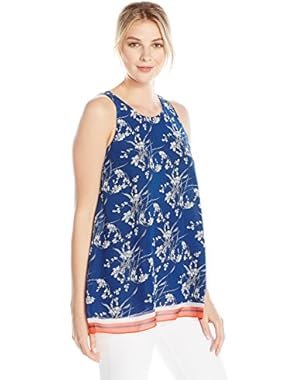 Lark & Ro Women's Sleeveless Crimped Blouse