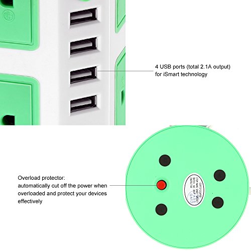 image for Mesuvida Power Strip Tower, Multisocket Power Strip with 8 Outlets and