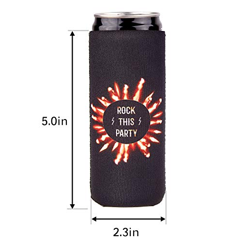 Slim Can Sleeves - Neoprene Bottle Insulator Sleeve Set of 2 Can Beverage Coolers for 12oz Energy Drink & Beer Cans (Fire)
