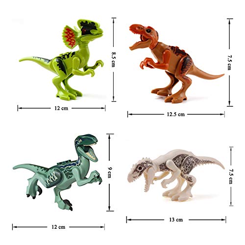 Dinosaur Building Blocks - Jurassic Dinosaur Figures - Dino Blocks with Movable Jaws,Including T Rex,Triceratops, Velociraptor - Dinosaur Toys - Mini Dinosaur - Dinosaur Figures - Educational Gift - Thumbnail 2