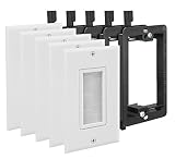 Fosmon (10 Pack) Single Gang Wall Plate, Brush Style Opening Passthrough Cable Plate with Low Voltage Mounting Bracket