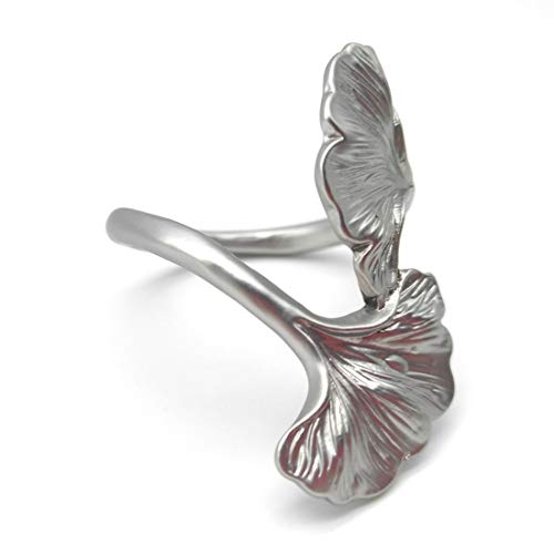 Joyindecor Gingko Leaf Napkin Rings - Set of 6 Metal Autumn Fall Napkin Holders for Wedding Party and Daily Use, a Beautiful complement to Your Dinner Table Décor (Silver) - Thumbnail 3