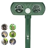 ZOVENCHI Ultrasonic Animal Repeller, Solar Powered Pest Repeller, Waterproof Outdoor Repellent with Motion Activated PIR Sensor, Repel Dogs, Cats, Squirrels and More