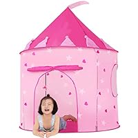 JOYBEE Kids Tent Pink Princess Castle Play Tent for Toddler Girl Toys Foldable Indoor Outdoor Large Playhouse with Carrying Case Gifts Rosy