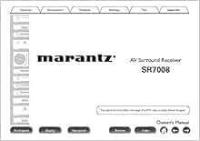 Marantz SR7008 Receiver Owners Instruction Manual Reprint [Plastic Comb