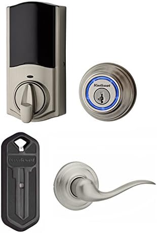 Kwikset Kevo Touch-to-Open Smart Lock 2nd Gen w/Tustin Passage Lever & Fob Smart Key (Satin Nickel)