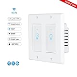 Smart Switch,LYASI Wi-Fi Light Switch In-wall Compatible with Alexa and Google Home,Remove Control Your Fixtures From Anywhere,Timing Function,No Hub Required (Smart Light Switch-2 Gang)