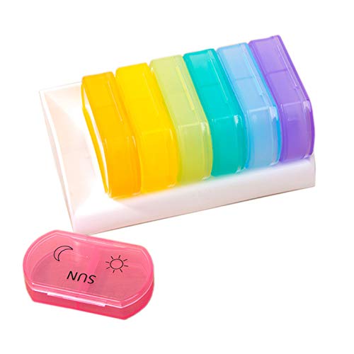OFKPO 7-Day Pill Box,Weekly AM/PM Pill Weekly Organizer，Pill Case Planner Weekly Twice a Day.