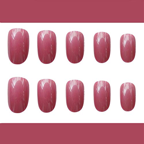 NEW Style False Nail Jelly Purple Short Nail Art Round Head False Nails 24pcs 12 Different Size (Jelly Purple)