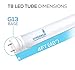 12-Pack of Hyperikon T8 LED Light Tube, 4ft, 18W (40W equivalent), 5000K (Crystal White Glow), Single Ended Power, Frosted Cover, UL-Listed & DLC-qualified - [12 Tombstones Included]