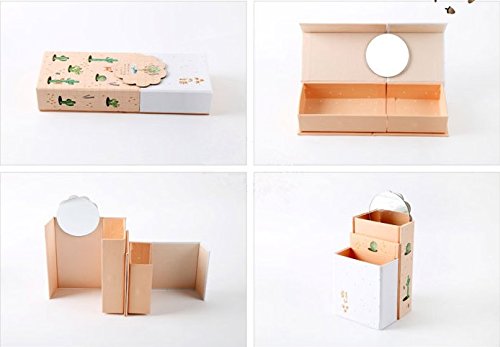 2 Pack Pencil Holders, Magnoloran Multifunctional Cardboard Stationery Shape-shifting Pencil Box Paperboard Storage Case Pencil Organizer with Mirror for School & Office Use