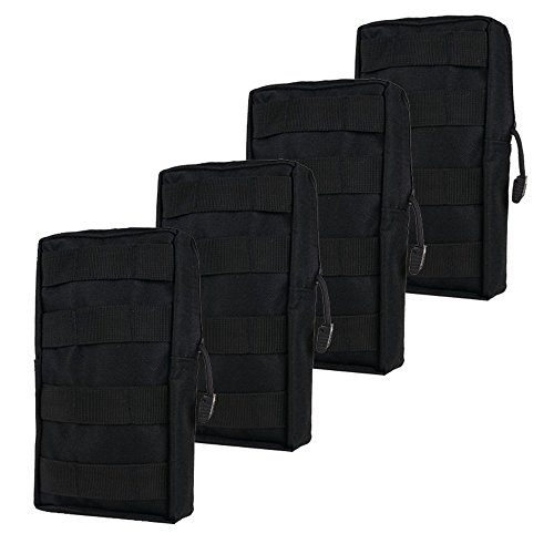 MOLLE Pouches - Compact Water-resistant Multi-purpose Tactical EDC Utility Gadget Gear Hanging waist Bags(Vertical Rectangle Pouch ,4 pack of Black)