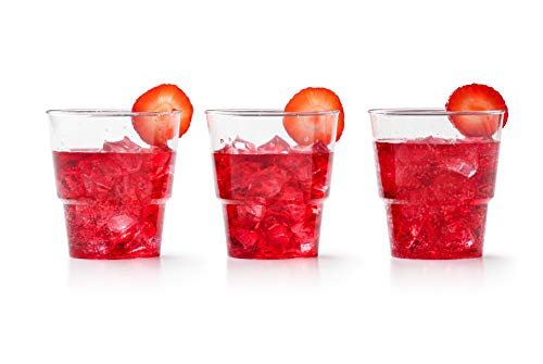 Fig & Leaf (120 Pack) 6-OZ Clear Hard Plastic Cups Premium Beverage Party Cup l Old Fashioned Crystal Clear Tumblers 6-Ounce l Disposable Reusable l Top Choice for Catering Wedding Drinking Birthday
