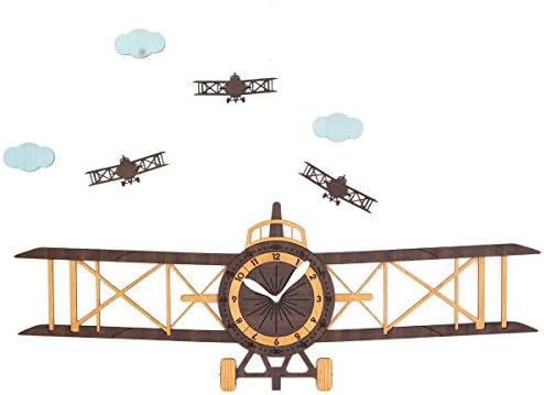 Propeller Airplane Handcrafted Non Ticking Silent Wall Clock