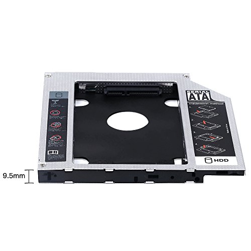 Onvian SATA 3nd AluminumÂ HDD Caddy Case Tray for 9.5mm Universal CD/DVD-ROM Optical Bay Drive Slot (for SSD and HDD)