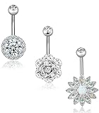 REVOLIA 3-4Pcs 14G Stainless Steel Belly Button Rings for Women Girls Navel Rings CZ Body Piercing Jewelry