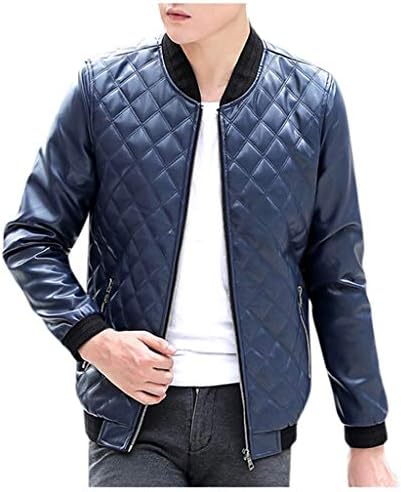 LEKODE Men Outwear Fashion Solid Long Sleeve Leather Tops