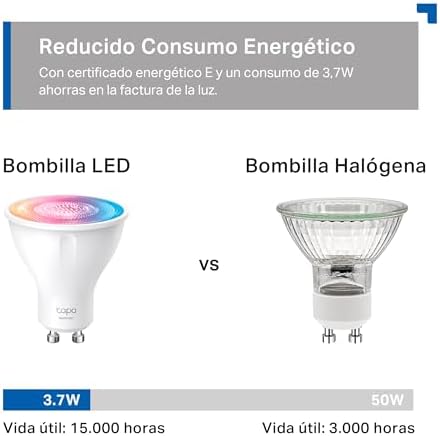 L630(4-Pack) - Bombilla inteligente WiFi, 16M colores, 1100 lm, E27