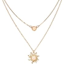 Amazon.com: COLORFUL BLING 2 Layer Double Chains Moon and Sun ...