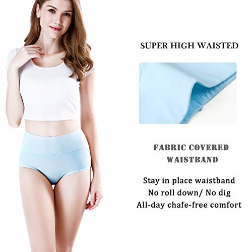 image for wirarpa Women's 4 Pack Cotton Underwear High Waisted Full Coverage Bri