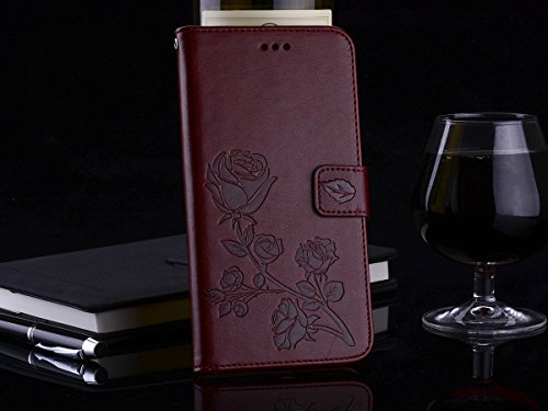 Scheam iPhone 7 Plus iPhone 8 Plus Wallet Leather Case Protective Durable Phone case Shell Folio flip Cell Phone Cover Bag Card Slots,Cash Pocket,Brown