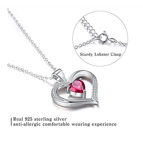 Happy Camp Forever Love Heart Women Necklace 925 Sterling Silver Birthstone Pendant Necklaces for Women with 925 Sterling Silver Chain and 5A Cubic Zirconia Jewelry for Women 18\'\' (Sliver-01-Jan.)