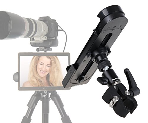 Photecs® Universal Tablet-Halterung Pro V1B, Halter f. iPad Pro 12,9" oder andere Tablets und Smartphones von 5" bis 14 Zoll, Befestigung von Tablet-PC als Monitor an Stativ, Mikrofon-Ständer etc.