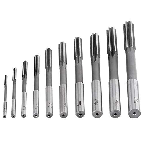 Estink HSS Reamer Set, 3-12mm Straight Shank Milling Cutter Tools, High Speed Steel, 10 Pieces