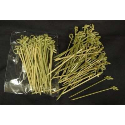 Happy Sales HSCMS-1, Bamboo Skewers 4 Inch Twisted Ends 50 PCS