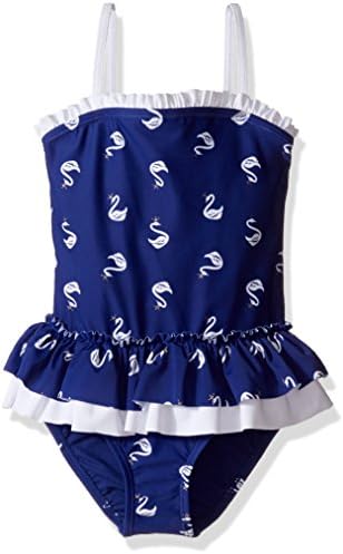 Hulu Star Little Girls' Swan Princess One Piece Swimsuit, Navy/White, 5