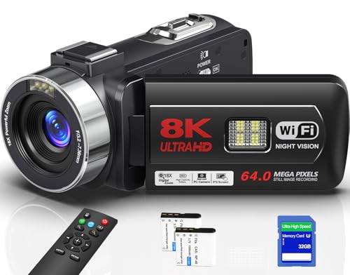 8K Video Camera 64MP Camcorder IR Night Vision 18X Zoom WiFi Vlog