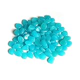 Luminous Cobblestones 100 Pcs Pebbles Stones Glow in the Dark for Aquarium Fish Tank Gravel Decorations,Fantastic Garden or Yard (blue)