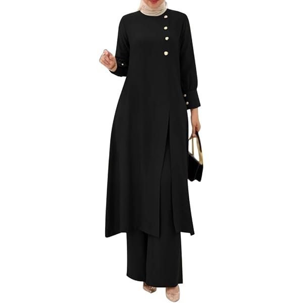 chinese dress ladies Pulcykp Muslim Women Dress Abaya Morocco Caftan Dubai Lace-Up Big Swing  Party Kaftan Solid Dresses Dark Brown S at Amazon Women's Clothing store main image 1