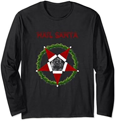 Unisex Hail Santa Long Sleeve T-shirt XL: Black