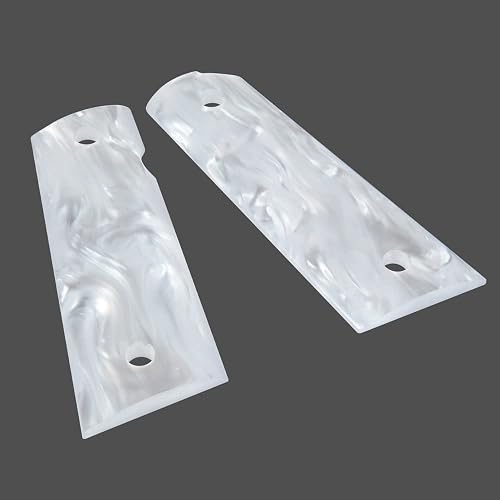 Cool Hand 1911 Grips - Black/White Pearl Synthetic With Gold Screws For Government/Commander