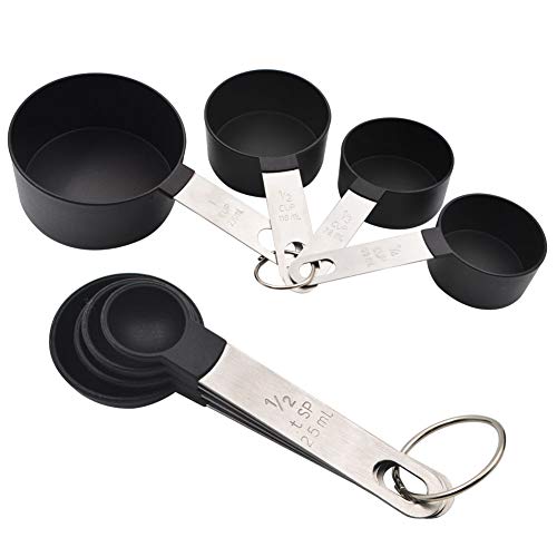 GreeSuit Stainless Steel Measuring Spoons and Measuring Cups Combo, Stackable Tablespoons Measuring Set for Gift Dry Liquid Ingredients Cooking Baking, Set of 8