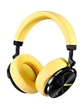 Bluedio T5 Active Noise Cancelling Headphones Over Ear Wireless Bluetooth Headphones with Mic Portable Stereo Headsets for Cell Phones Travel Work (Yellow)