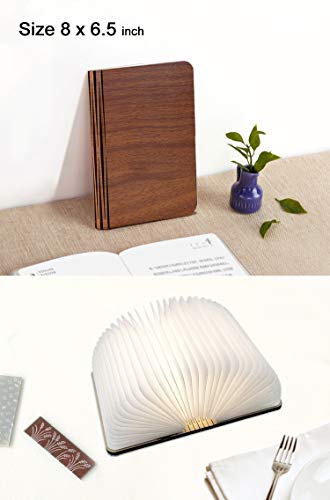 Innerest Night Light Wooden Book Folding Lamp Desk Table Home Décor Kids Bed Lighting (Maple Wood, Large)