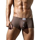 Wayonge Men's Soft Boxers with Button - Breathable and Comfortable Pure Color Underwear for Daily Wear
