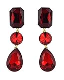 Rectangular, Circular & Teardrop Gemstone Fashion Clip on Dangling Earrings